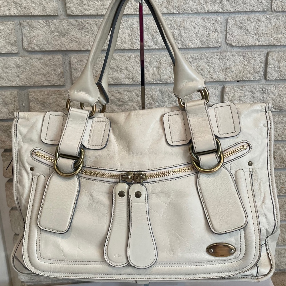 Chloe Large Bay Cream Leather Bag